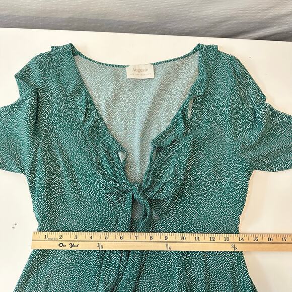 AUGUSTE Diamond Rumba Sleeved Mini Dress Green US 6 Long Sleeve Coquette Fairy - Picture 12 of 14